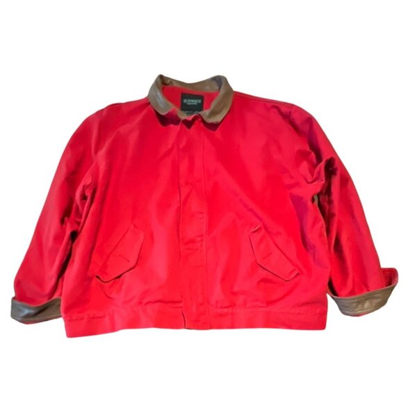 J. Peterman Co. Vintage Red Cotton Leather Trim  Barn Coat Work Wear Jacket XL - Picture 1 of 7